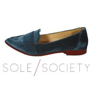 Sole Society 'Edie' Cloud Blue Velvet Loafers Size 6